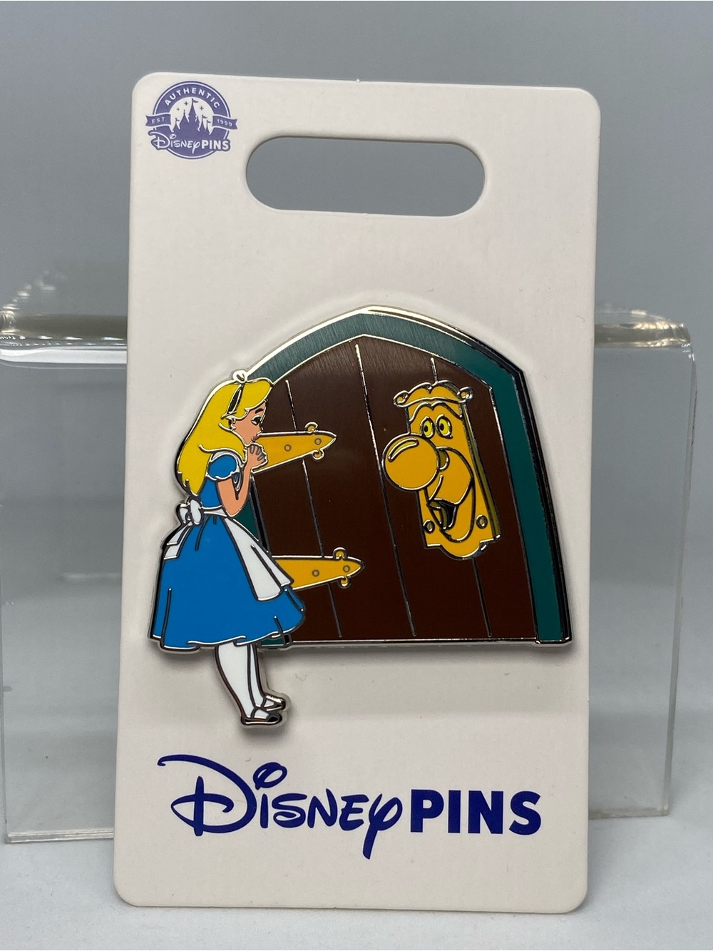 Disney Parks Alice in Wonderland Pin Doorknob Door Blue White NEW